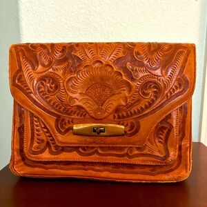 Vintage tooled leather purse/clutch
